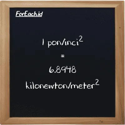 1 pon/inci<sup>2</sup> setara dengan 6.8948 kilonewton/meter<sup>2</sup> (1 psi setara dengan 6.8948 kN/m<sup>2</sup>)